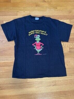 Black  Dr. Suess Brand The Grinch Graphic T Shirt Men’s Large  FREE SHIPPING